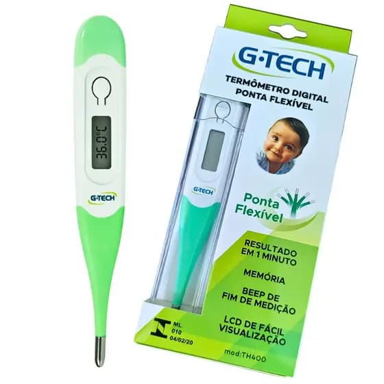 Termômetro Digital Clínico TH400 com Ponta Flexível Resistente à Água - G-Tech