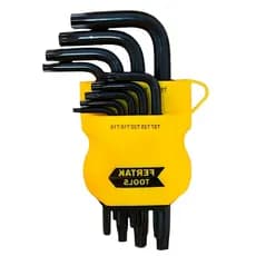 Jogo Profissional 9 Peças Chave Torque Torx Pequena CRV Top Compacta - Fertak