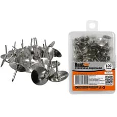 Kit 100 Peças Tachinhas Percevejo para Quadro Mural Cortiça 10,5mm em Aço Niquelado Bestfer