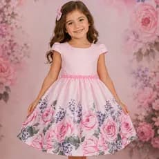 Vestido Infantil Menina Estampado Jardim Borboletas e FLORAIS VÁRIAS ESTAMPAS Blogueirinha branco