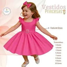 Vestido Infantil Menina Cereja Lilo e Stitch Festa Aniversário Roupa Flores Criança Verão Carnaval Junino