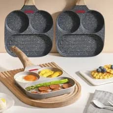 KIT 2 Peças Frigideira Antiaderente 3 Furos Divisórias Fritar Ovo Lanche Jogo De Panelas Multiuso