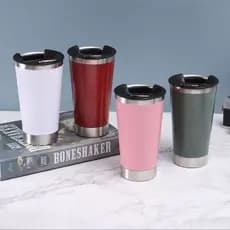 Copo Térmico Com Tampa e Abridor 473ml Bebida Gelada Quente Caneca