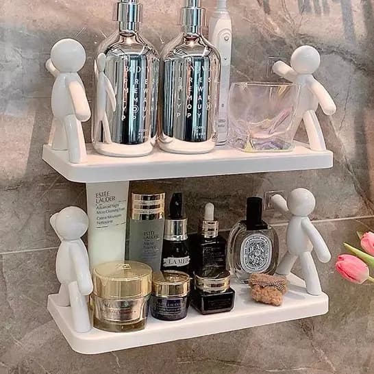 Suporte Organizador De Plástico Adesivo Cozinha Sala Banheiro Multifuncional Decorativo Sem Furos