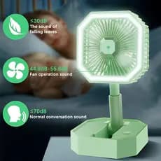 Ventilador Recarregável Com Luz Led Dobrável De Mesa USB Multifuncional Portátil Telescópio