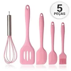 Utensílios De Cozinha Kit Com 5 em Silicone Colher Espátula Fu Espátula Pincel Artigos de Culinária