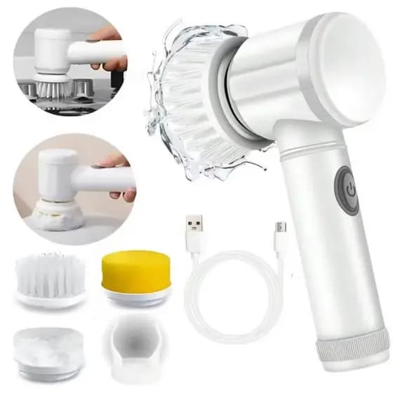 KIT 2 Escova Eletrica de Limpeza 5 em 1 Sem Fio Limpador Multiuso Pratico Para Cozinha Banheiro