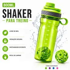 Garrafa Shakeira 800ml com Misturador | Squeeze Academia Whey Fitness Sem BPA Vedação Segura