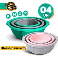 Jogo Kit 4 Bacias Redonda Classic Prime Multiuso 2,4L + 4L + 6,5L + 9L Lavar Roupa Comidas Plastico