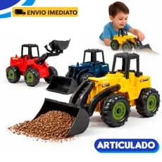 Trator de Brinquedo Infantil RetroEscavadeira Articulada Coloridas Para Crianças - Pá 40cm