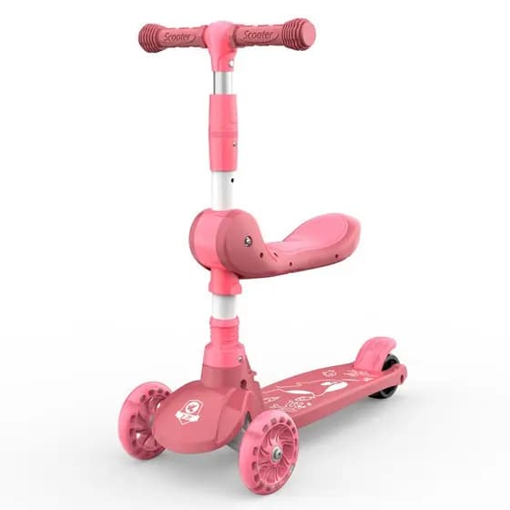 Patinete Infantil scooter dobrável com Led 3 rodas 2 em 1 até 60Kg Dream Light