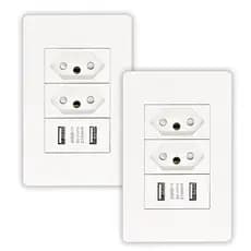 Tomada Usb Parede Duo Bivolt Dupla Conjunto Carregador Alimentação