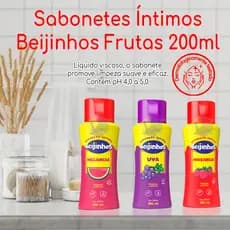 Sabonete Íntimo Feminino Beijinho Fragrâncias De Frutas pH 5.0