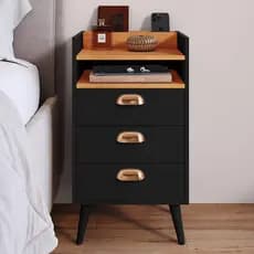 Gaveteiro Slim  Mesa de Cabeceira Quarto com 3 Gavetas Puxador Concha Pés Pvc Moderna e Organizadora