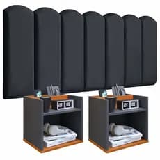 Conjunto para Quarto Com 2 UN  Mesas de Cabeceira Suspensa Madri Nicho e Suporte + Kit de Módulos Nuvem Adesiva 45x20