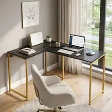 Mesa Escrivaninha Home Pés de Ferro Estudo e Escritório Home Office Plus Mega Mesa em L