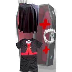 Fantasia Vampiro Halloween, Dracula, Acompanha Capa E Dentadura, Criança, Roupa, Terror, Festa Roupa