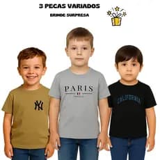 Kit com 8 Camisetas Estampadas Infantil para Meninos Versátil Confortável e Coloridas Criança