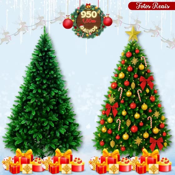 Árvore De Natal Pinheiro Luxo Tradicional 1,80m 950 Galhos
