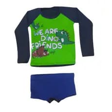 Conjunto Praia Dinossauro Camiseta UV e Sunga infantil Criança Verão