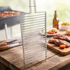 Grelha Dupla Churrasqueira 74cm Grade Premium Abaulada para Churrasco Peixe Frango Linguiça