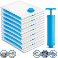 Kit 10 Sacos à Vácuo Organizador de Roupas com Bomba Manual de Espaço Mala de Viagem Guarda-Roupa