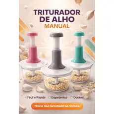 Triturador de Alho Manual com Botão de Pressão 1.5 Litros Lâmina em Aço Inox Fácil de Montar e Lavar