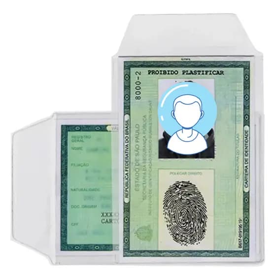 Porta Documento Plástico Protetor RG Identidade Tamanho 70x105 mm 100 Unidades ACP P-7 C/ Aba P7