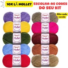 Kit Lã Mollet Círculo 10 Novelos 500 Tex e 80 Metros 100% Acrílico Crochê Cachecol Touca Amigurumi