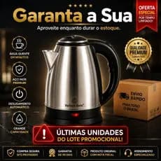 Chaleira Elétrica Inox 1,8L 1000W 127V Desligamento Automático Água Quente Rápida Veloce Inox