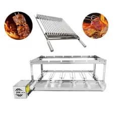 Grill Elétrico Giratório 100% Inox 6 Espetos + Grelha Argentina