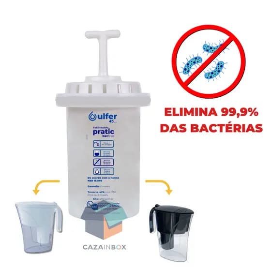 Refil Vela Filtro BACFREE Elimina Bactérias da Jarra Purificadora De Água Pratic Alcalina Ulfer