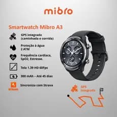 Relógio Inteligente XIAOME MIBRO A3 GPS Integrado Conexão Strava 2ATM