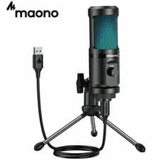 Microfone Profissional Maono USB RGB Condensador Podcast