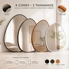 Espelho Pinterest Orgânico Decorativo 60x40cm Em Couro Para Lavabo Sala Quarto Hall Banheiro