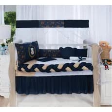 Kit Berço Americano Trança 11 Peças Urso Coroa Luxo Completo Para Bebê