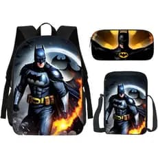 Kit de Mochilas Estampa heroi Noturno Com Capa Preta Vários Modelos Voltas As Aulas