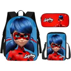 Kit de Mochilas Estampa Heroína menina vermelho e Azul Vários Modelos Voltas As Aulas