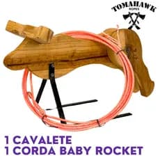 Kit Cavalete Pequeno E Corda Baby Tomahawk Treino Laço e Team Roping