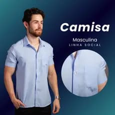 Camisa Masculina Social Tecido Não Amassa Camisa Social Manga Curta Com Elastano Camiseta Social Com Bolso