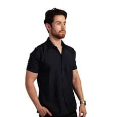 Camisa Social Masculina Preta Camisa Social Colarinho Italiano Qualidade