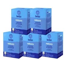 Kit 5 Chás Leão Relaxa Camomila e Maracujá com 10 Sachês Chá Ideal para Dormir