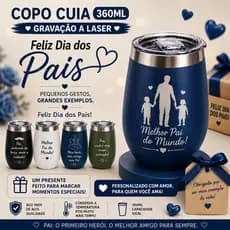 Kit 50 Copo Térmico 360ml Cuia Cores Personalizado Confraternização Amigo Secreto Dia dos pais