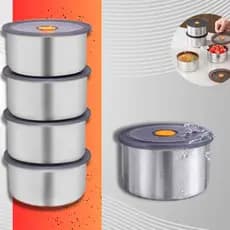 Kit 4 Pote De Inox com Tampa Hermetica 450ml Jogo de Pote Hermético Para Alimentos