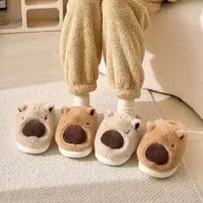 Chinelos Pantufas De Pelúcia De Capivara  Criança , Quentes E Macios De Animais Para Casa