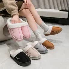 Pantufa Chinelo Pelúcia Inverno Adultos Solado Alto Borracha
