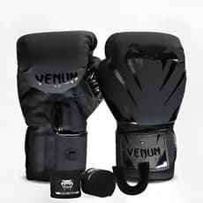 Kit Luva Venum Impact Evo Muay Thai Boxe+bandagem+ Pro Bucal