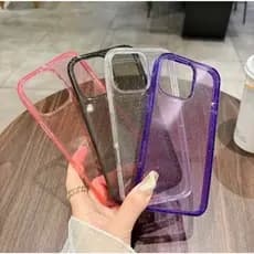 Capa Case Glitter Luxo Fibra de Capacete para iPhone Acrílica Transparente com Brilho Anti Impacto