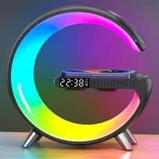 Smart Station - Luminária Bluetooth Inteligente  RGB Luz Carregador Sem Fio Alarme Relógio Lâmpada De Mesa Bluetooth Alto-Falante Com Controle