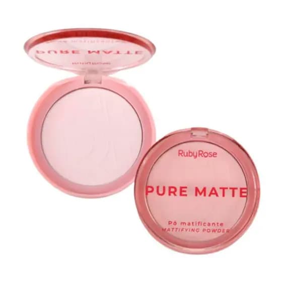 Pó Compacto Matificante Pure Matte Ruby Rose Efeito Aveludado Toque Seco e Longa Duração